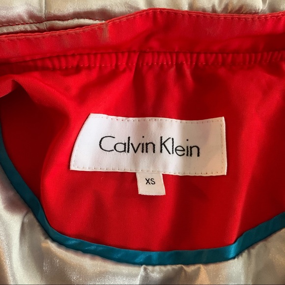 Calvin Klein Red Down Jacket Zipper Hoodie XS. B - Picture 7 of 9